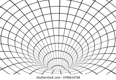 Fondo de ilusión óptico del túnel de gusano hipnótico blanco y negro.