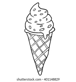 black and white ice cream cartoon