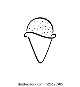 Black and white ice cream line icon