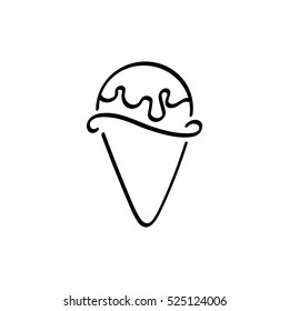Black and white ice cream line icon