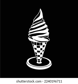 black and white ice cream logo, suitable for use in all fields related to food