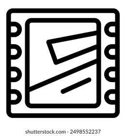 Black and white icon of a 35mm negative filmstrip for developing in a darkroom