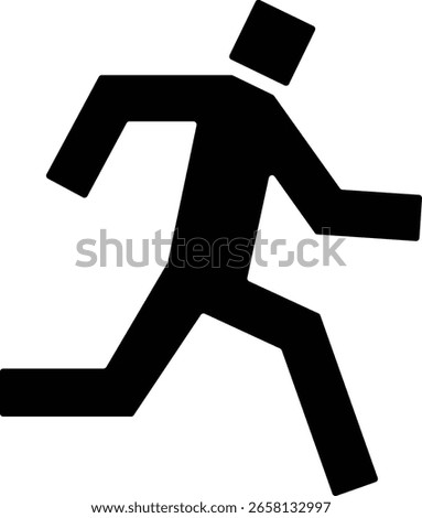 Black and white icon of an angular person running