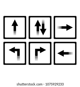The Black and white icon arrow and direction.