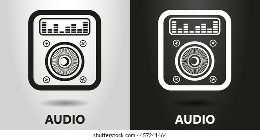 black and white icon of the audio system or music