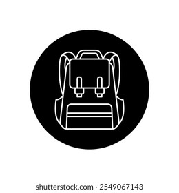 A black and white icon of a bag