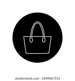 A black and white icon of a bag