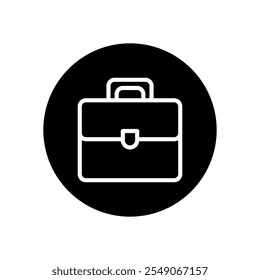 A black and white icon of a bag