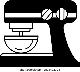 black and white icon of bakery dough mixer machine