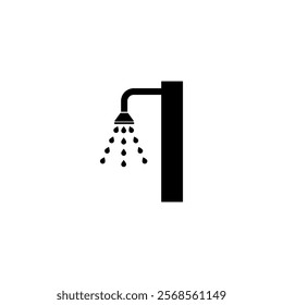 Black and white icon of a beach shower with water droplets.