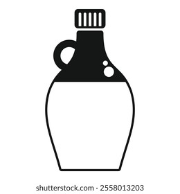 Black and white icon of a bottle containing maple syrup with its cap