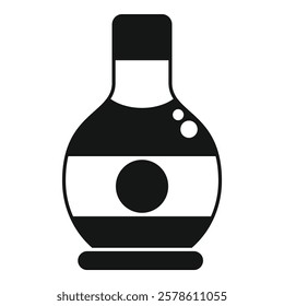 Black and white icon of a bottle containing soy sauce