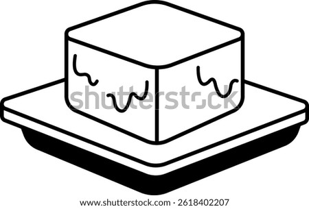 black and white icon of a butter block