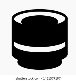 Black and white icon camera lens with a single stripe. Vector icon.