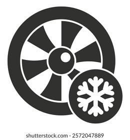 Black and white icon of a car air conditioner button, bringing cool air