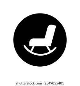 A black and white icon of a chair