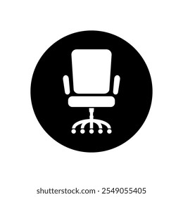 A black and white icon of a chair