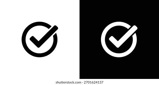Black and white icon of a checkmark inside a simple circle
