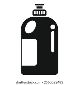 Black and white icon of a cleaning detergent bottle, perfect for representing cleaning products