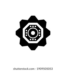 Icono blanco y negro de la ilustración del vector plano de la rueda cognitiva