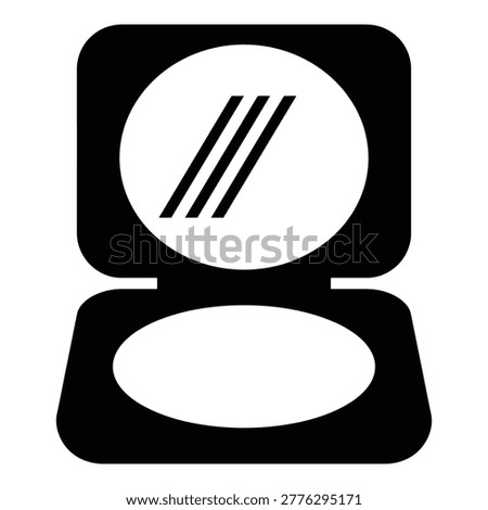 Black and white icon of a compact mirror with three lines icon