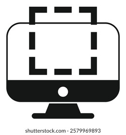 Black and white icon of a computer monitor with image editing software interface