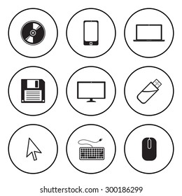 The Black and white icon for computer and technolody concept