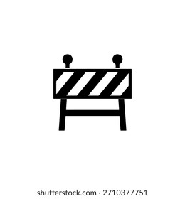 Icono blanco y negro de una barrera de construcción con rayas diagonales
Una ilustración simple y gráfica de una barrera de construcción de carreteras con franjas diagonales alternas en blanco y negro y dos luces Pequeñas