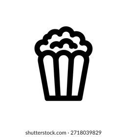 Icono blanco y negro de un recipiente lleno de palomitas esponjosas, que representa un aperitivo sabroso.