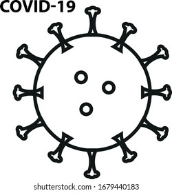 Black and white icon Coronavirus COVID-19