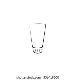 Black and white icon. Cream tube on the white background