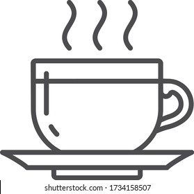 Icono blanco y negro de una taza de té para cafés y restaurantes