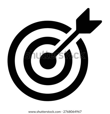 Black and white icon of a dart hitting a target symbol
