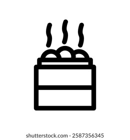 Black and White Icon Depicting a Steaming Dish with Three Wavy Lines