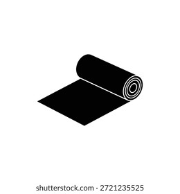 Icono blanco y negro del rollo diagonal de la tela o del material de papel