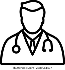 Black and white icon doctor or medical professional in healthcare.