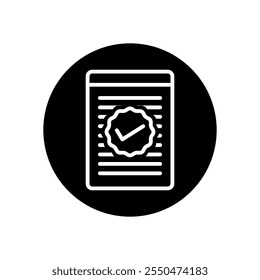 A black and white icon of a document