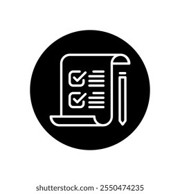 A black and white icon of a document