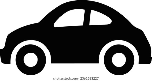 Black and white icon drawing of a simple and basic car vehicle template button web ui.
