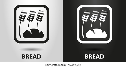 black and white icon of ears of wheat and bread