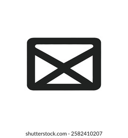 Black and white icon, envelope symbol.