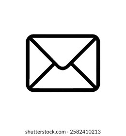 Black and white icon, envelope symbol.