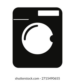 Black and white icon of a front loading washing machine symbol appliance