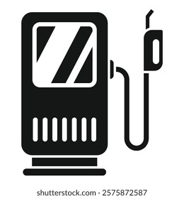 Black and white icon of a gas station fuel pump dispensing fuel