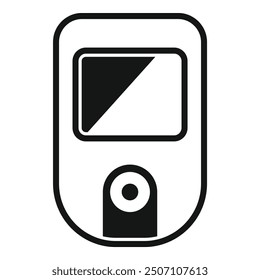 Black and white icon of a glucometer measuring blood sugar levels