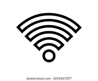 Gráfico de icono blanco y negro de señal inalámbrica con arcos concéntricos y un círculo central