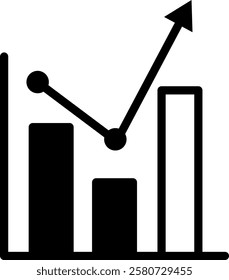 Black and White Icon of a Growing Chart with an Upward Trend