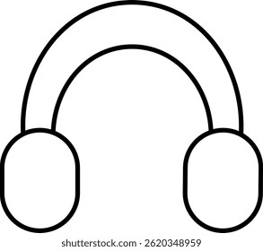 Black and white icon of headphones in a modern outline style