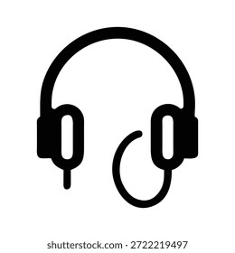 Icono en blanco y negro de un auricular con un micrófono adjunto, que representa audio o comunicación.