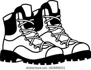 ícone preto e branco de botas de caminhada